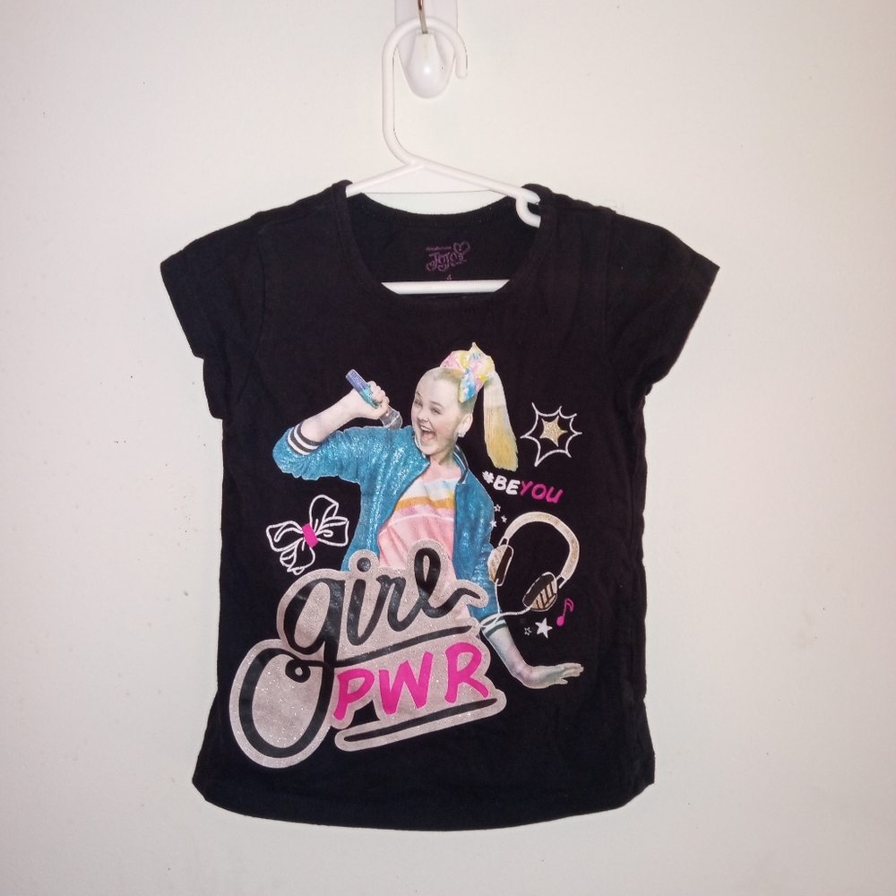 Girl Power Graphic Tee Black T-Shirt | Little Girl Size 4